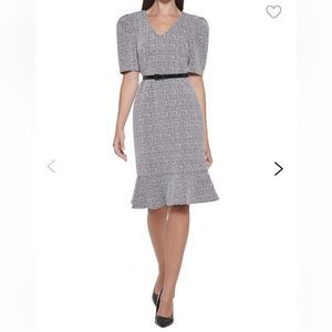 NWT Karl Lagerfeld Paris Short-Sleeve Flounce Sheath Dress Size 10 *NO BELT*